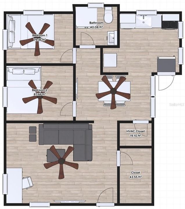В аренду: $1,650 (2 спален, 1 ванн, 1100 Квадратных фут)