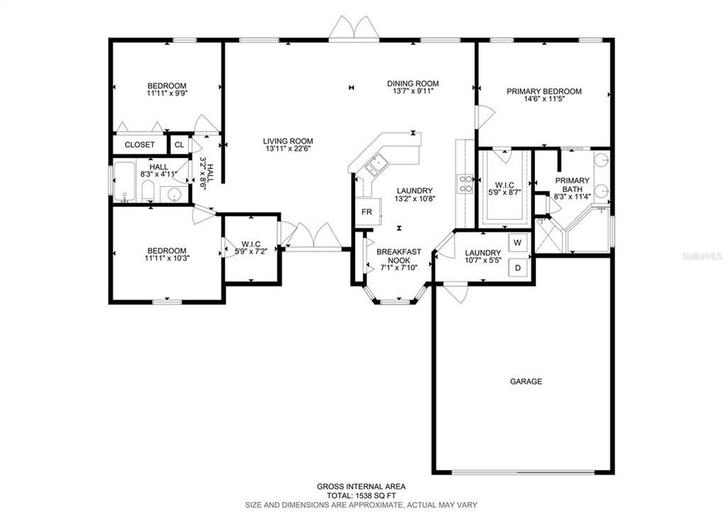 На продажу: $330,000 (3 спален, 2 ванн, 1538 Квадратных фут)