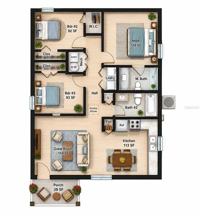 На продажу: $205,000 (3 спален, 2 ванн, 980 Квадратных фут)