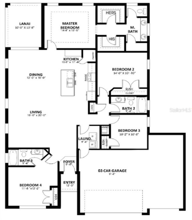 На продажу: $358,900 (4 спален, 3 ванн, 1990 Квадратных фут)