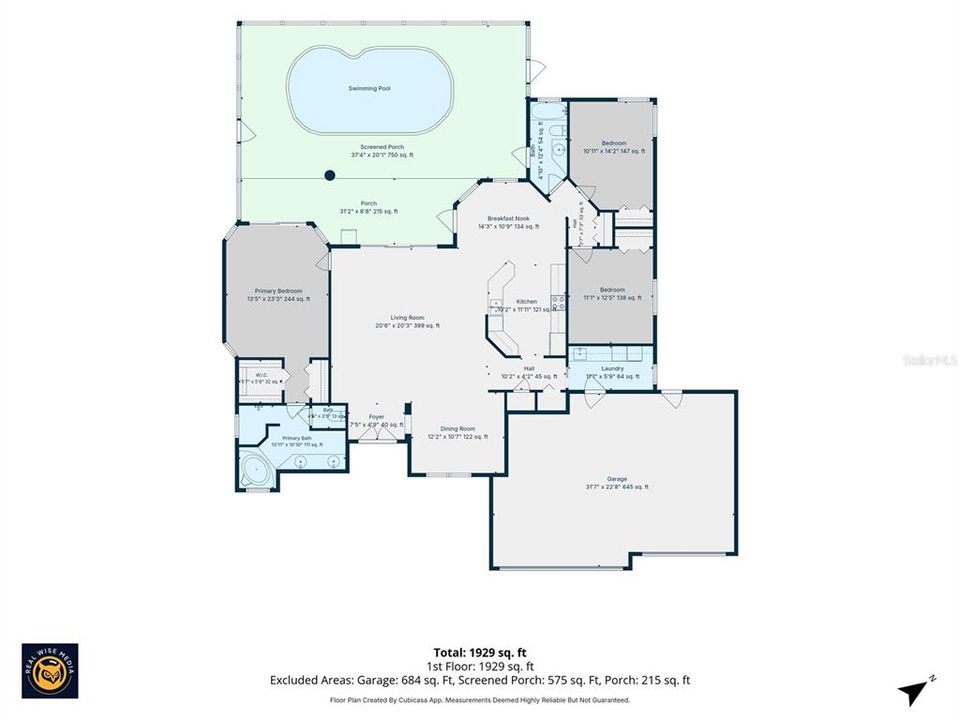 На продажу: $435,000 (3 спален, 2 ванн, 1960 Квадратных фут)