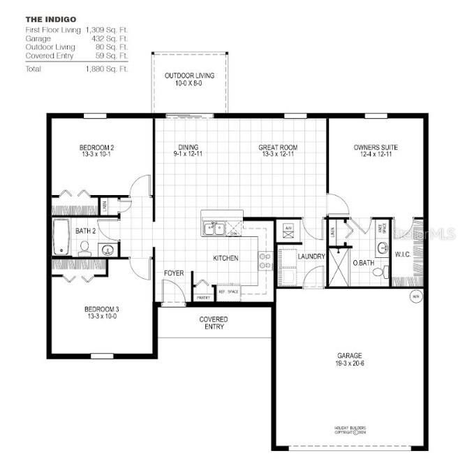 На продажу: $301,990 (3 спален, 2 ванн, 1309 Квадратных фут)