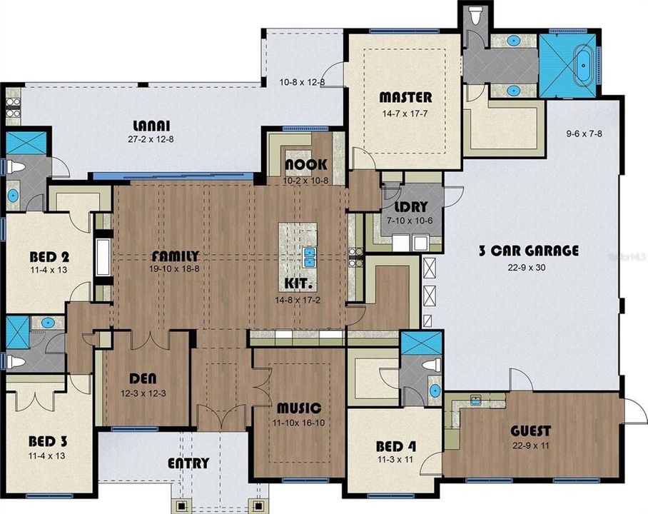 En Venta: $1,245,000 (5 camas, 4 baños, 3158 Pies cuadrados)