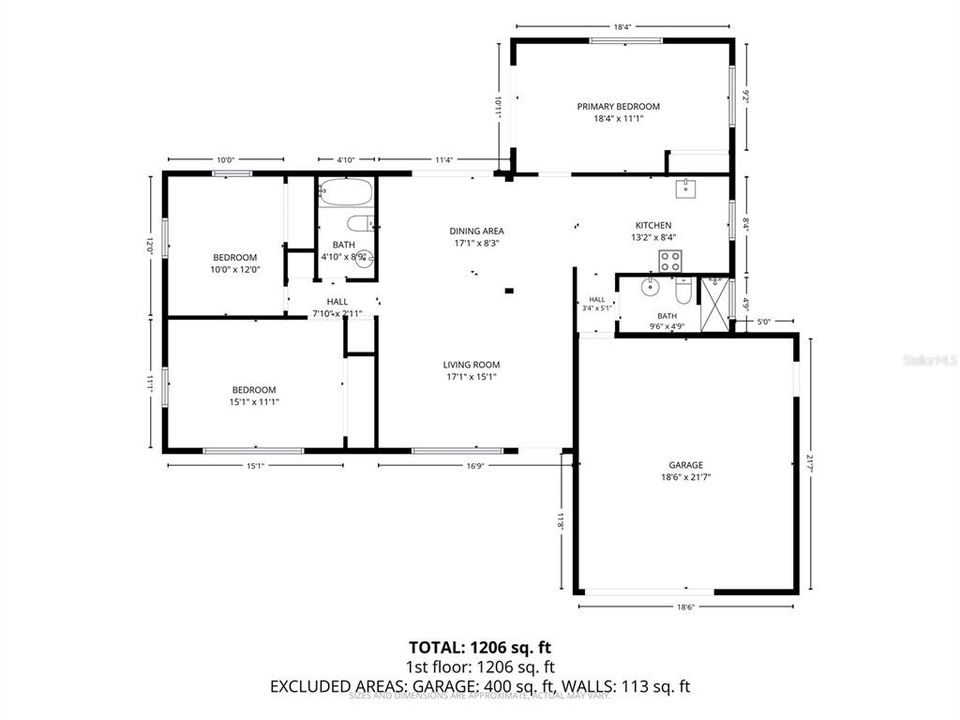 На продажу: $230,000 (3 спален, 2 ванн, 1206 Квадратных фут)