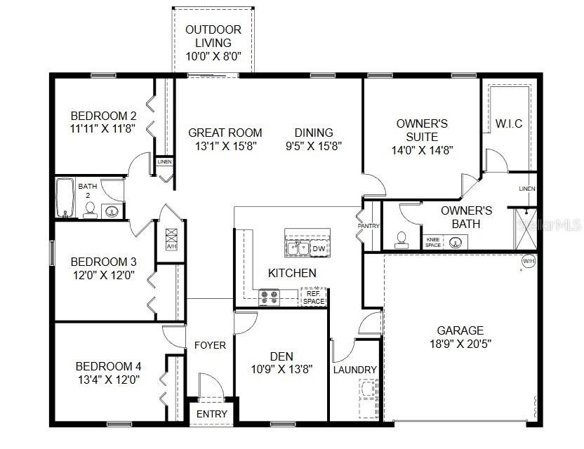 На продажу: $346,990 (4 спален, 2 ванн, 2134 Квадратных фут)