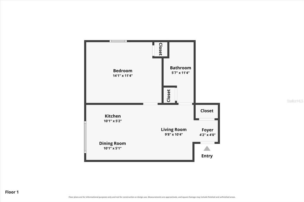 For Sale: $500,000 (1 beds, 1 baths, 524 Square Feet)