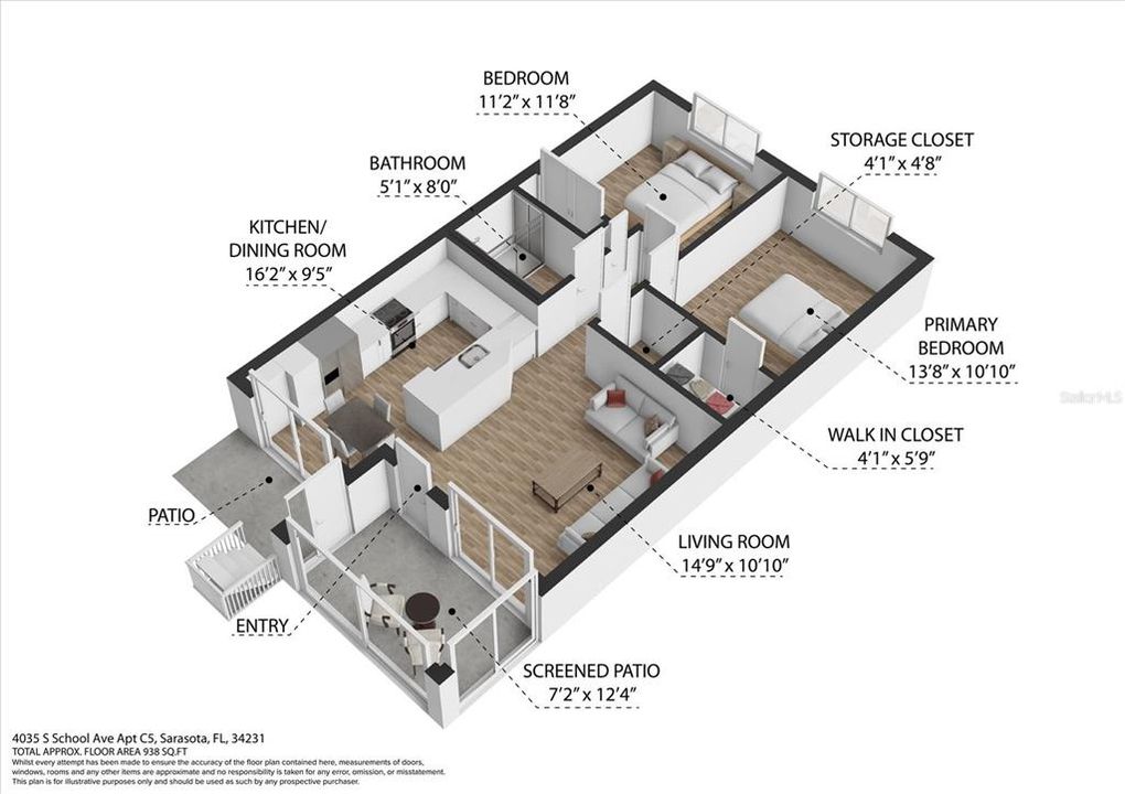 For Sale: $210,000 (2 beds, 1 baths, 783 Square Feet)
