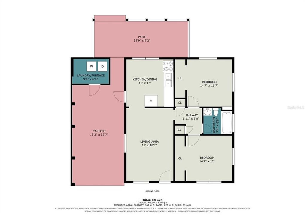 For Sale: $340,000 (2 beds, 1 baths, 780 Square Feet)