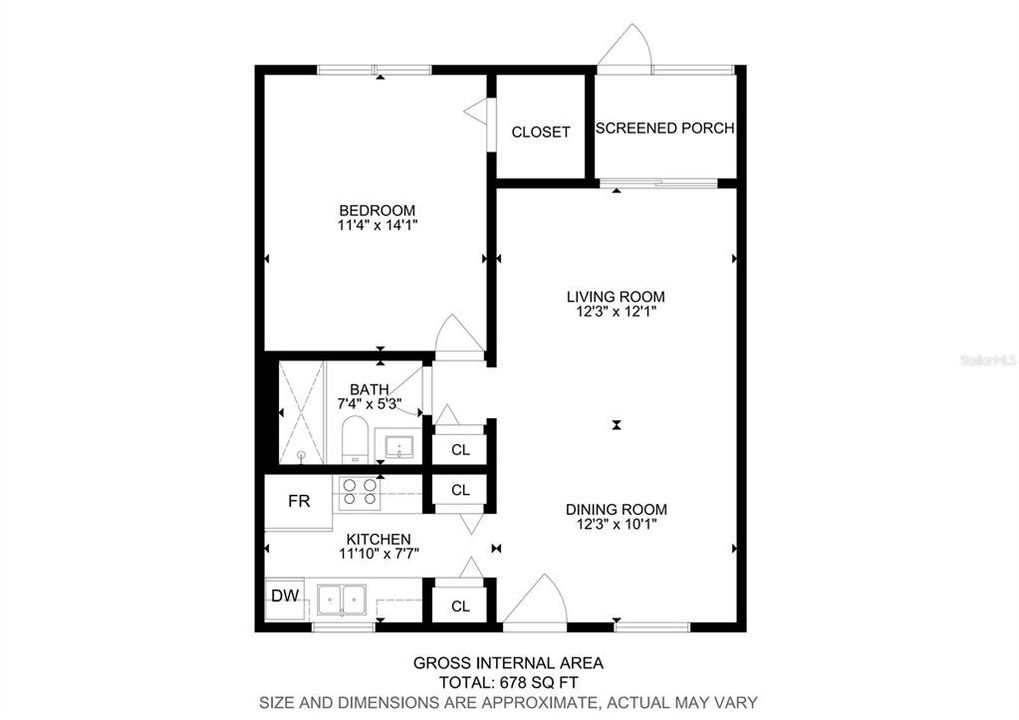На продажу: $119,000 (1 спален, 1 ванн, 640 Квадратных фут)