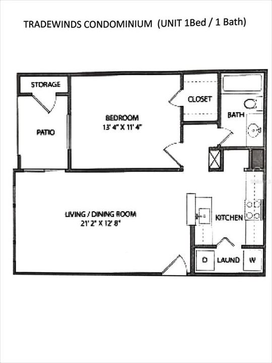 For Rent: $1,300 (1 beds, 1 baths, 627 Square Feet)