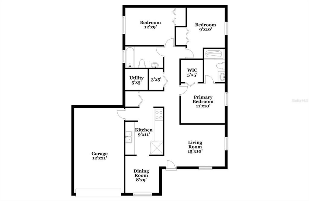 В аренду: $1,325 (3 спален, 2 ванн, 1048 Квадратных фут)
