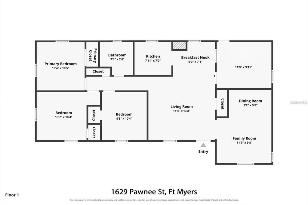 На продажу: $190,000 (4 спален, 1 ванн, 1054 Квадратных фут)