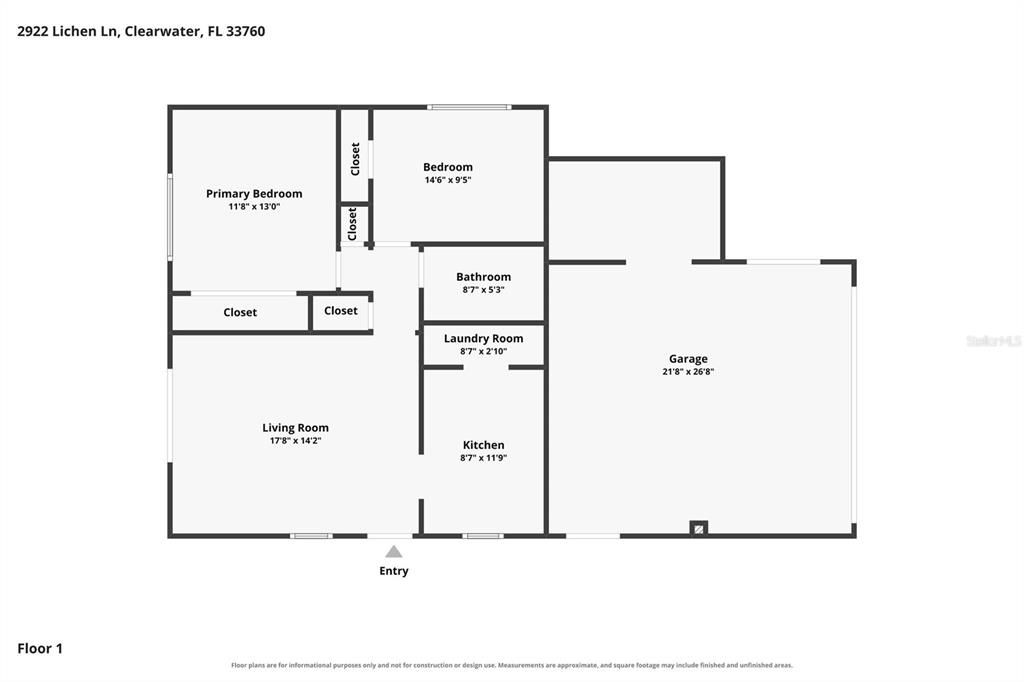 For Sale: $160,000 (2 beds, 1 baths, 752 Square Feet)
