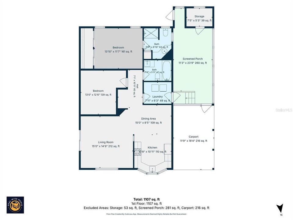 For Sale: $170,000 (2 beds, 2 baths, 1107 Square Feet)