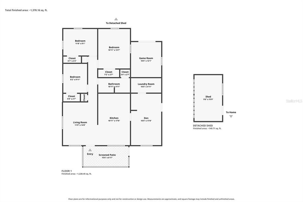 На продажу: $199,000 (3 спален, 1 ванн, 1060 Квадратных фут)