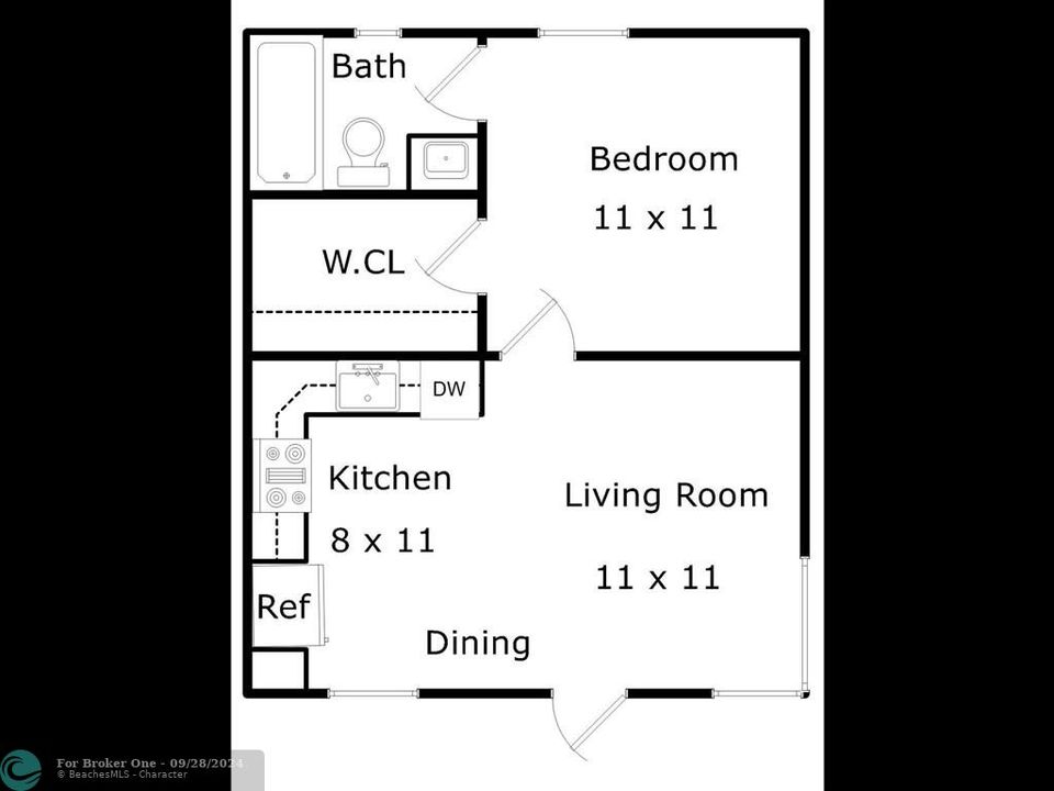 合同活跃: $289,900 (1 贝兹, 1 浴室, 427 平方英尺)