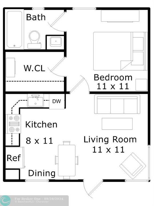 合同活跃: $289,900 (1 贝兹, 1 浴室, 427 平方英尺)