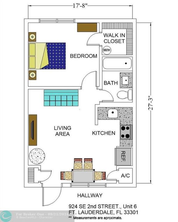 В аренду: $1,900 (1 спален, 1 ванн, 470 Квадратных фут)