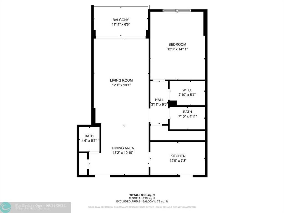 Active With Contract: $469,900 (1 beds, 1 baths, 835 Square Feet)