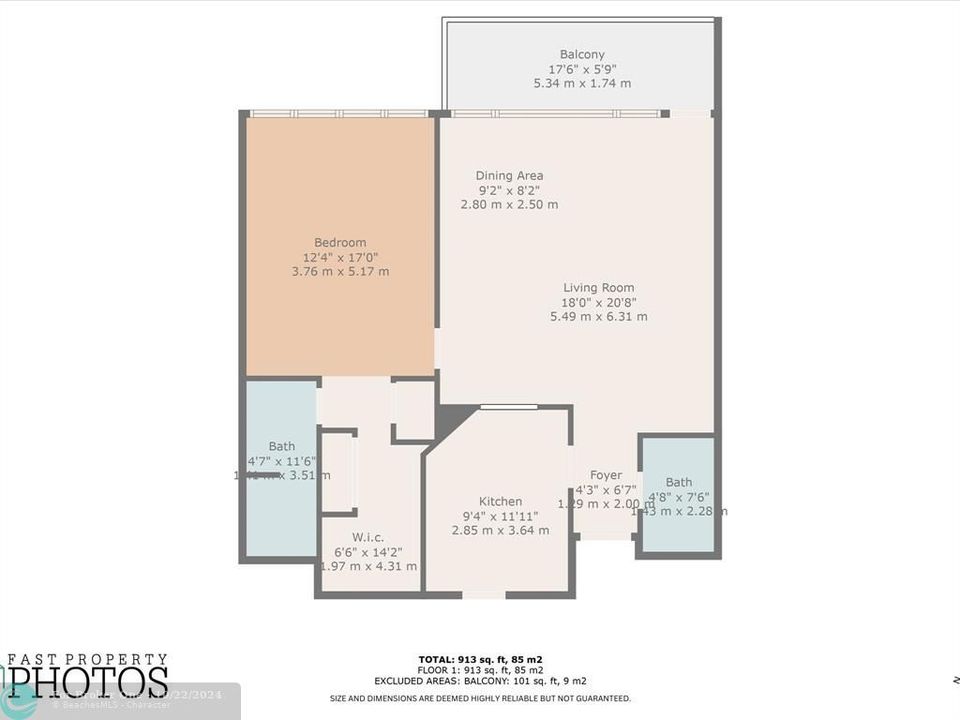 For Sale: $735,000 (1 beds, 1 baths, 910 Square Feet)