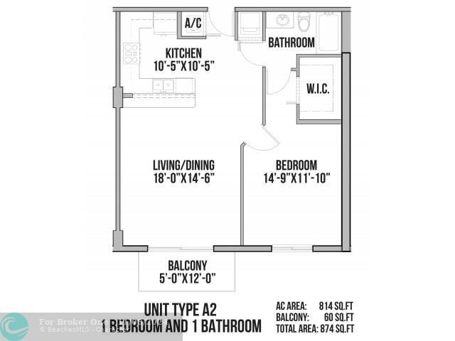 For Rent: $2,430 (1 beds, 1 baths, 874 Square Feet)